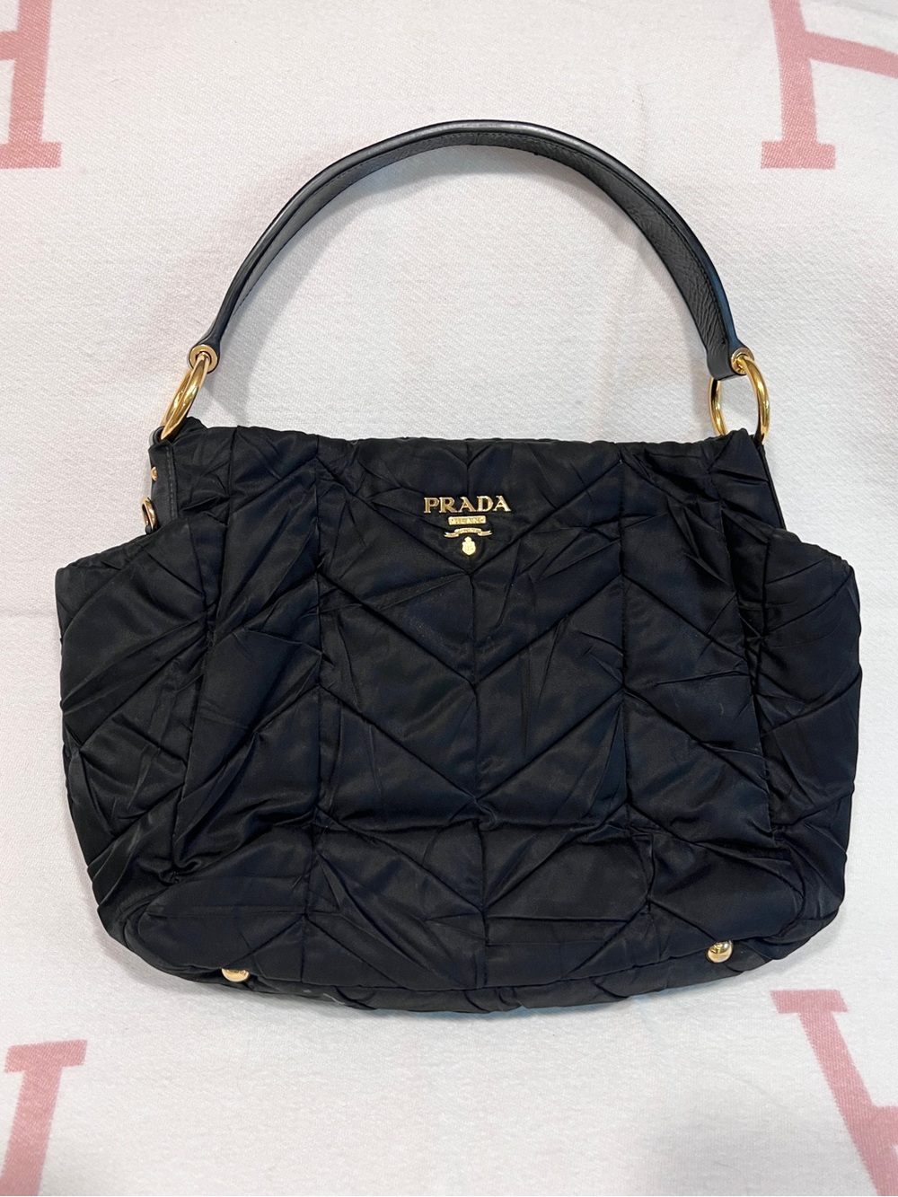 PRADA ⭐️Black VV Quilted Shoulder Bag with Gold Hardware!
